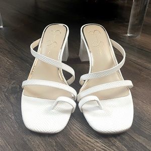 White Strappy Backless Block Heel